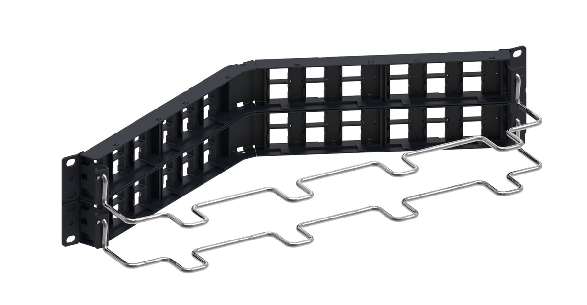 CommScope 760207308 | Unshielded Angled Discrete Distribution Module Panel, M-series, 2U, 48 Port, Black