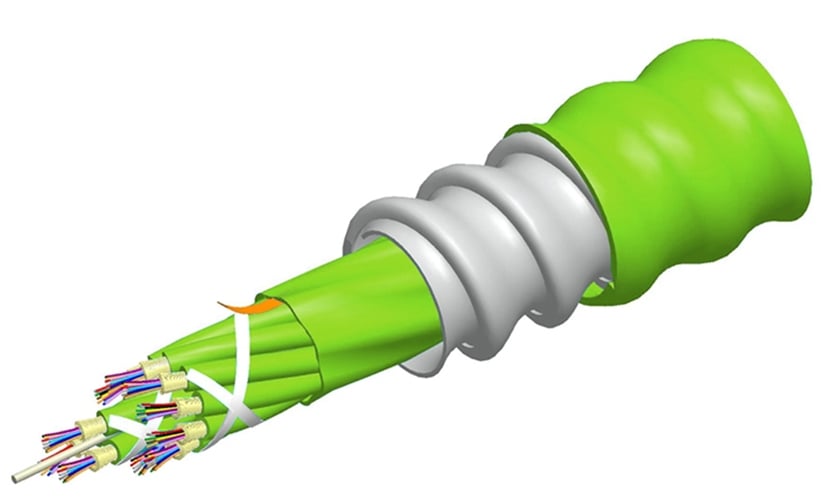 CommScope 760229898 | Fiber indoor cable, LazrSPEED Riser Distribution Interlocking Aluminum Armored with Riser Jacket 24-Fiber Single-Unit, Gel-free