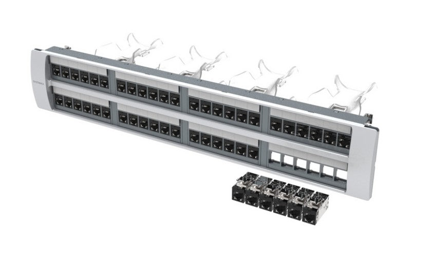 CommScope 760237063 | Shielded Modular Panel Cat 6A 2U 48 Port Silver