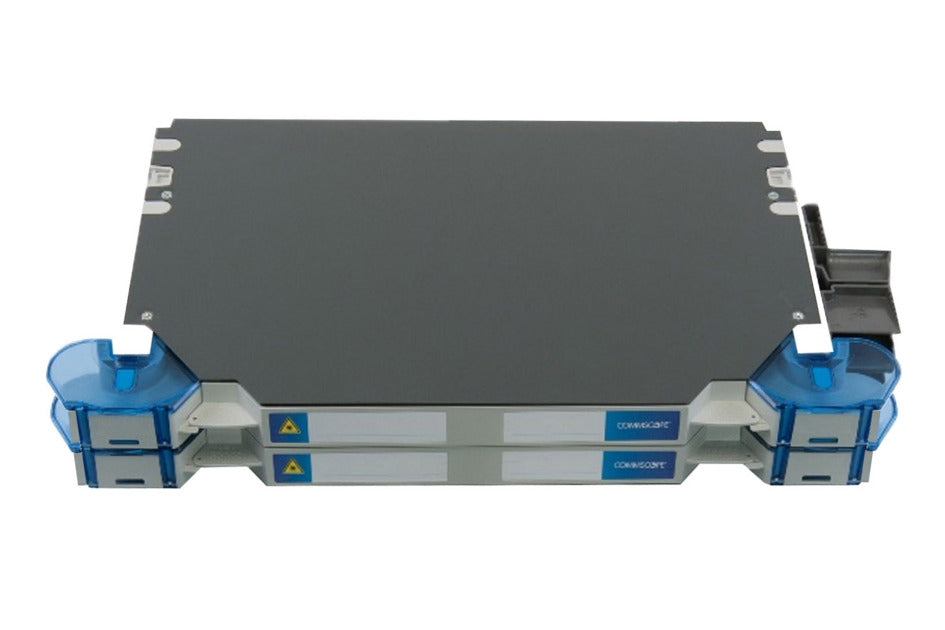 CommScope 760239976 | NG4 Fiber Chassis, Gray with 4 Unloaded Trays, 2E High, for Holding 8 NG4 Adapter Packs
