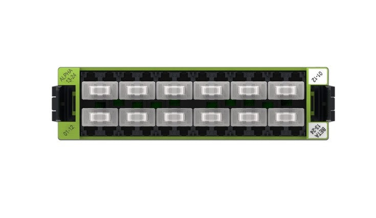 CommScope 760242973 | InstaPATCH 360 LazrSPEED WideBand Module, 24 LC  ports, Lime Green, iPatch Ready