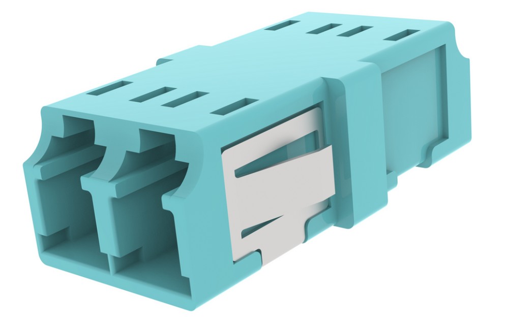CommScope 760248483 | LC Duplex Non-Key Adapter Flangeless with Metal Clip Aqua