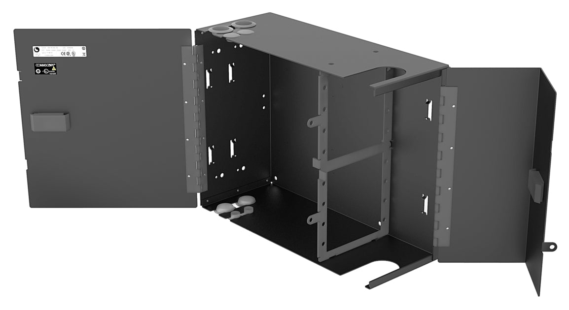 CommScope 760248907 | Wall Mount Building Enclosure Configured for Eight Lgx/1000 Style Modules, Splice Cassettes or  Adapter Packs
