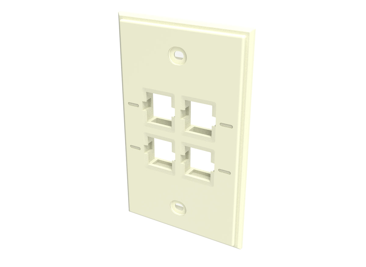 CommScope 760249174 | Faceplate Kit, No-Label, 1 Gang, 4 Port, Electric Ivory
