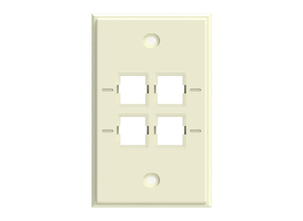 CommScope 760249174 | Faceplate Kit, No-Label, 1 Gang, 4 Port, Electric Ivory