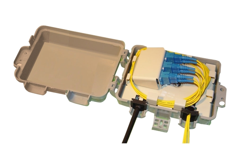 CommScope 760249352 | FibrBoss Wall Mounting Fiber Optic Box, outdoor, 12 LC/UPC adapters, with pre-installed pigtails