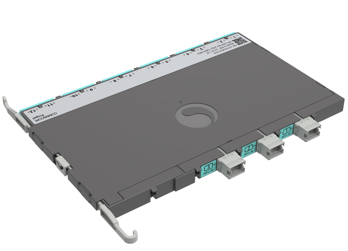 CommScope 760252337 | Propel ULL Multimode OM4 MPO-08 Distribution Module, 12 duplex LC to 3X8f MPO/UPC non-pinned, Method B Enhanced
