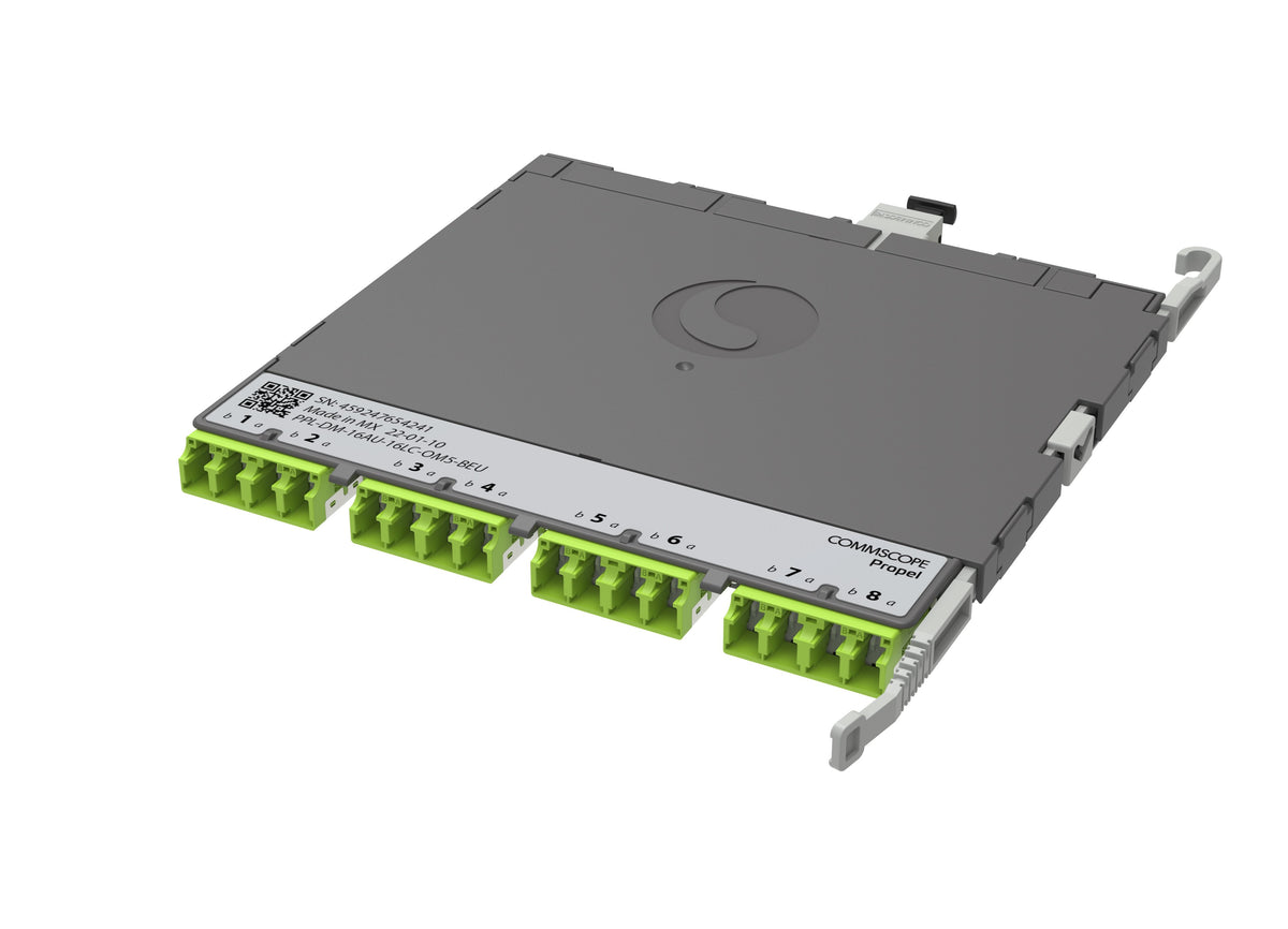 CommScope 760252354 | Propel ULL Multimode OM5 MPO-16 Distribution Module, 8 duplex LC to 1X16f MPO/APC non-pinned, Method B Enhanced