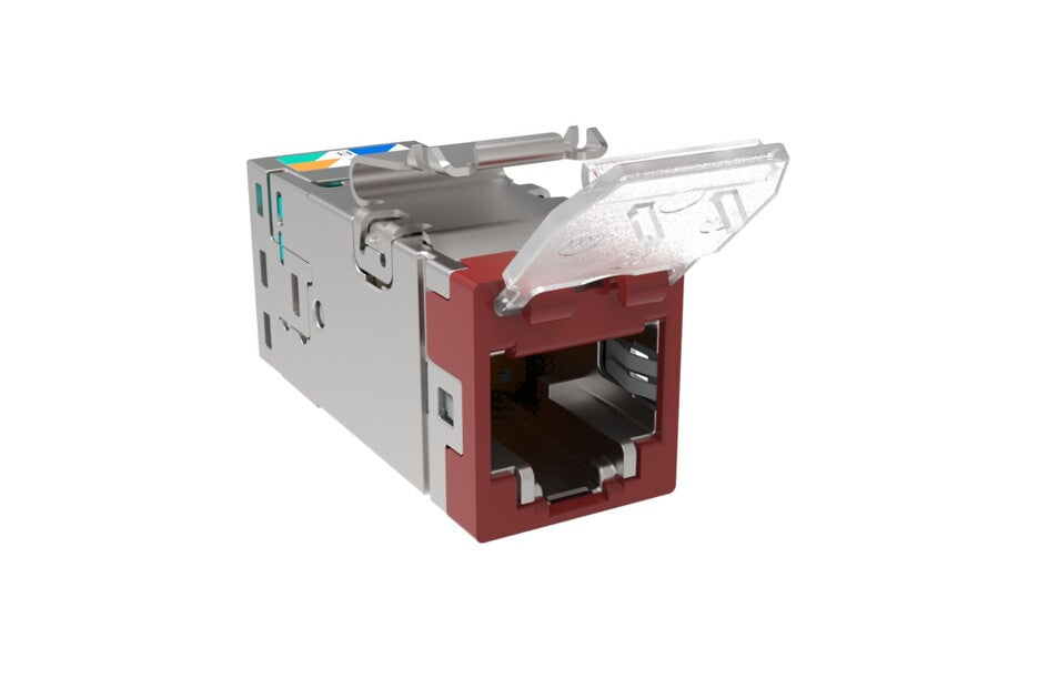 CommScope 760257267 | SL-Series Modular Jack, RJ45, Cat6A Shielded, with Dust Cover, Red
