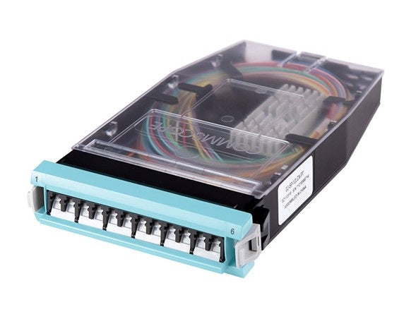 CommScope 760258199 | G2 Series Splice Cassette – 12 LC OM4 Multimode, 250µm Pigtails, Method B, Enhanced, Aqua Jacket