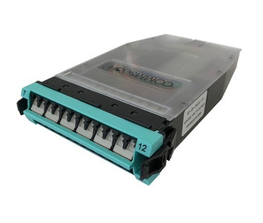 CommScope 760258202 | G2 Series Splice Cassette – 24 LC OM4 Multimode, 250µm Pigtails, Aqua Jacket, Front-Access