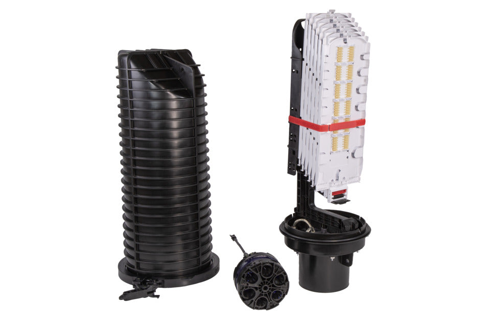CommScope A80245-000 | Fosc 450 D6 Fiber Optic Splice Closure, Gel Cable Sealing, No Pre-Installed Tray, 4 Cable Attachments, With Test Valve