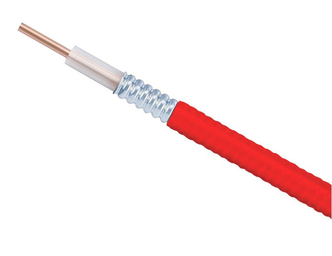 CommScope AL4RPV-50RCBAND | HELIAX Plenum Rated Air Dielectric Coaxial Cable, Corrugated Aluminum, 1/2 in, Red PVC jacket