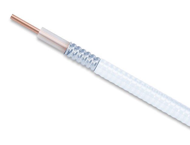 CommScope AL4RPV50WCBAND | HELIAX Plenum Rated Air Dielectric Coaxial Cable, Corrugated Aluminum, 1/2 in, Off White PVC jacket.
