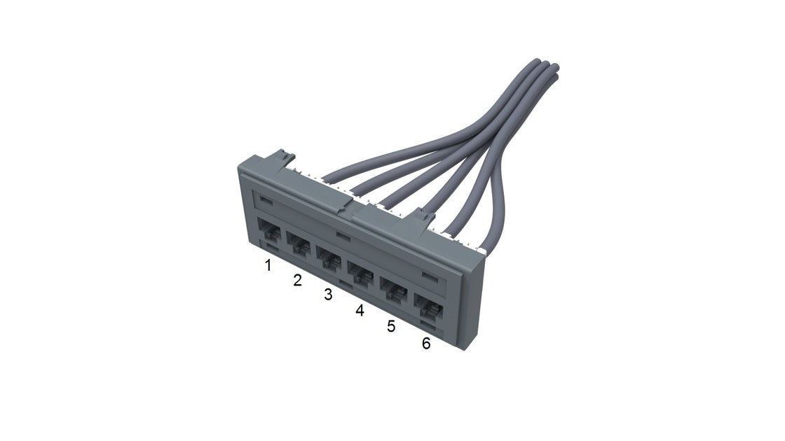 CommScope CHRRB11SA0ZF030 | Cat6 Blue Copper Cable 6 Links CMR W/1100 Series Mods Black Sleeving, 30 Ft
