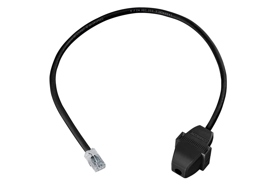 CommScope CO13JX2-11F007 | CommScope Category 6 U/UTP Cord, Plenum, RJ45 to Ceiling connector, 7 ft, black