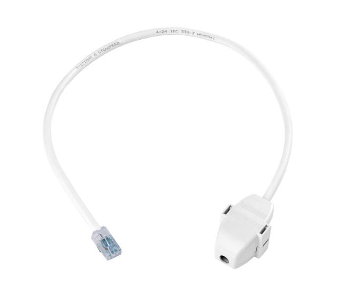 CommScope CO1SJO2-88F002 | Category 6A U/UTP Cord, Plenum, RJ45 to Ceiling Connector, 2 ft, White
