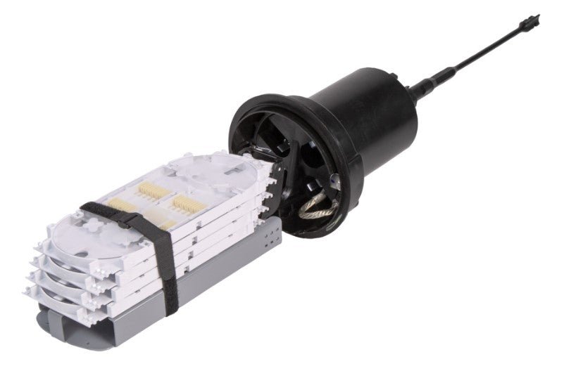 CommScope F83002-000 | A4 Fiber Optic Splice Closure, Gel Cable Sealing, One Pre-Installed 12-Splice Tray, 2 Cable Attachments