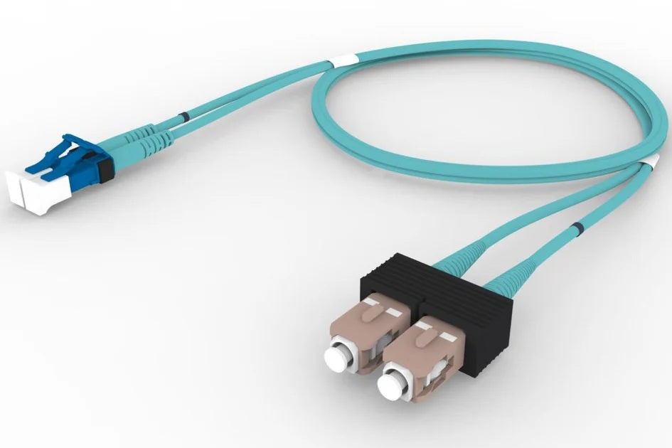 CommScope FDXL3SC42MXM001 | OM4 LC/UPC Keyed Blue to SC/UPC Fiber Patch Cord, 1.6 mm Duplex, Plenum