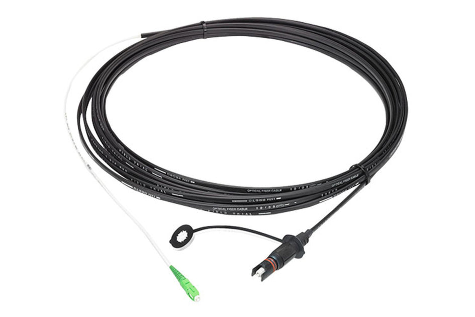 CommScope FHD-HJ1C-0600F | Fiber Optic Drop Cable Assembly, hardened full-size to SC/APC, universal flat dielectric
