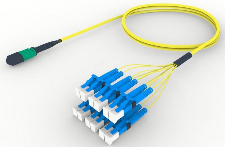 CommScope FNWMPLCADJHF132 | 12F LSZH Fiber Optic Fanout Cable, 48-inch Breakout, Yellow, 132 ft