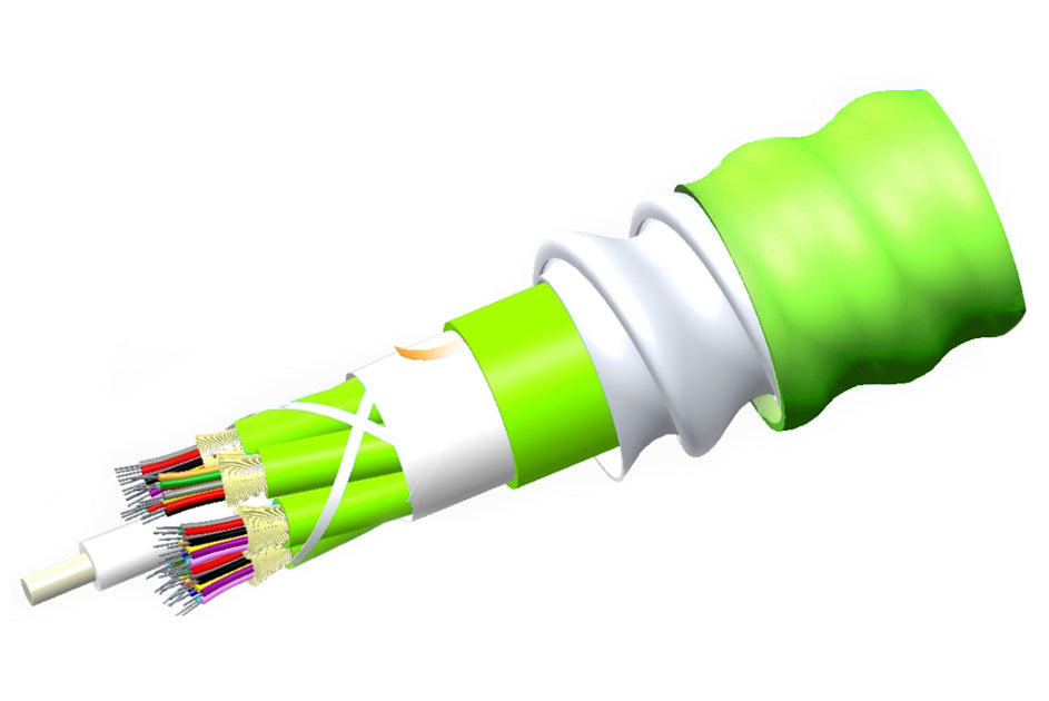 Commscope P-024-DZ5GFSULM | LazrSPEED Plenum Distribution Cable, interlocking aluminum armored with plenum jacket, 24 fiber single-unit