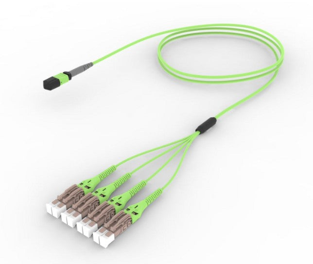 CommScope UQVQPLUJ8NDF020 | Ultra Low Loss OM5 MPO8 Unpinned to LC/UPC Uniboot 8-Fiber Plenum Array Cord