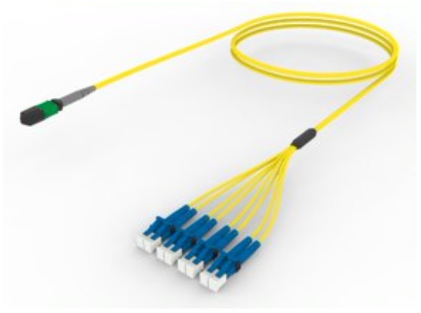 CommScope URGQXLCJ8JDF015 | Ultra Low Loss Singlemode MPO8 Pinned to LC/UPC 8-Fiber Low Smoke Zero Halogen Array Cord