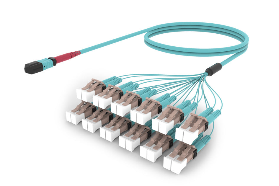 CommScope URX2XLCHFMEF035 | Ultra Low Loss OM4 MPO24 Pinned to LC/UPC 24-Fiber LSZH Array Cord
