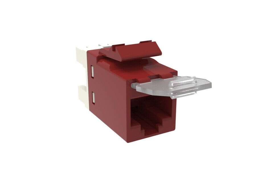 Commscope USL600-DC-RED | Uniprise USL Series Modular Jack, RJ45, category 6, T568A/T568B, unshielded, with dust cover, red