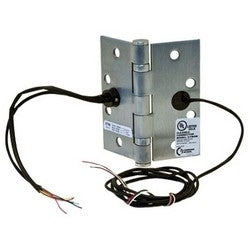 Command Access Technologies ETM4W4040-652/26D-5SW CH-BB91 | Power Transfer Monitor Hinge, 4-Wire, Chassis, 5 Knuckle Standard Weight, 24 Volt at 1 Ampere, 4" Width x 4" Height, 26 Gauge Wire, Brass Base Metal, Satin Chrome