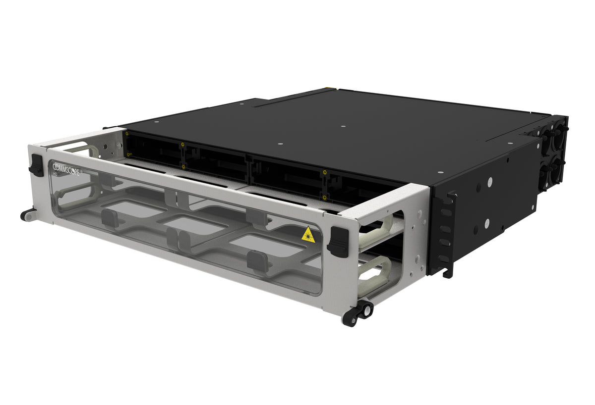 CommScope 760209957 | High Density 2U modular cassette sliding Panel, accepts (8) G2 modules or MPO panels, providing up to 96 duplex LC ports or up to 64 MPO ports