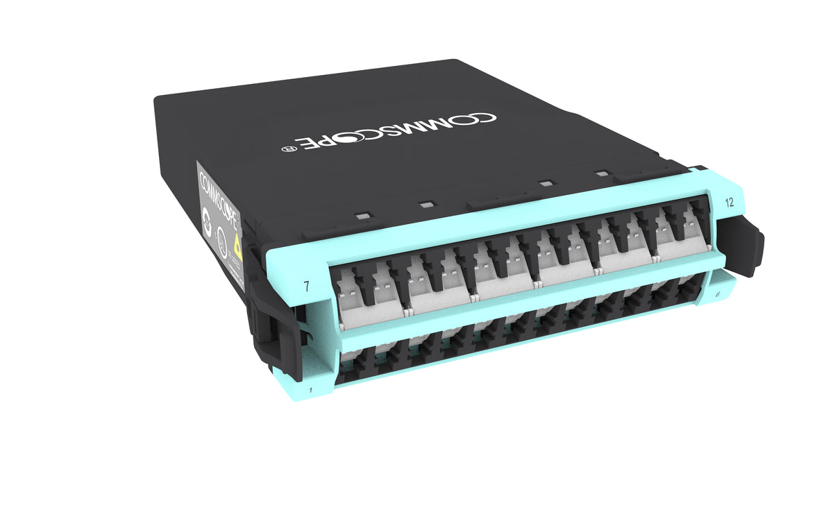 CommScope 760242496 | G2 MPOptimate Multimode OM4 MPO-12 Distribution Module, 24LC to 2x12f MPO's pinned, internal shutters