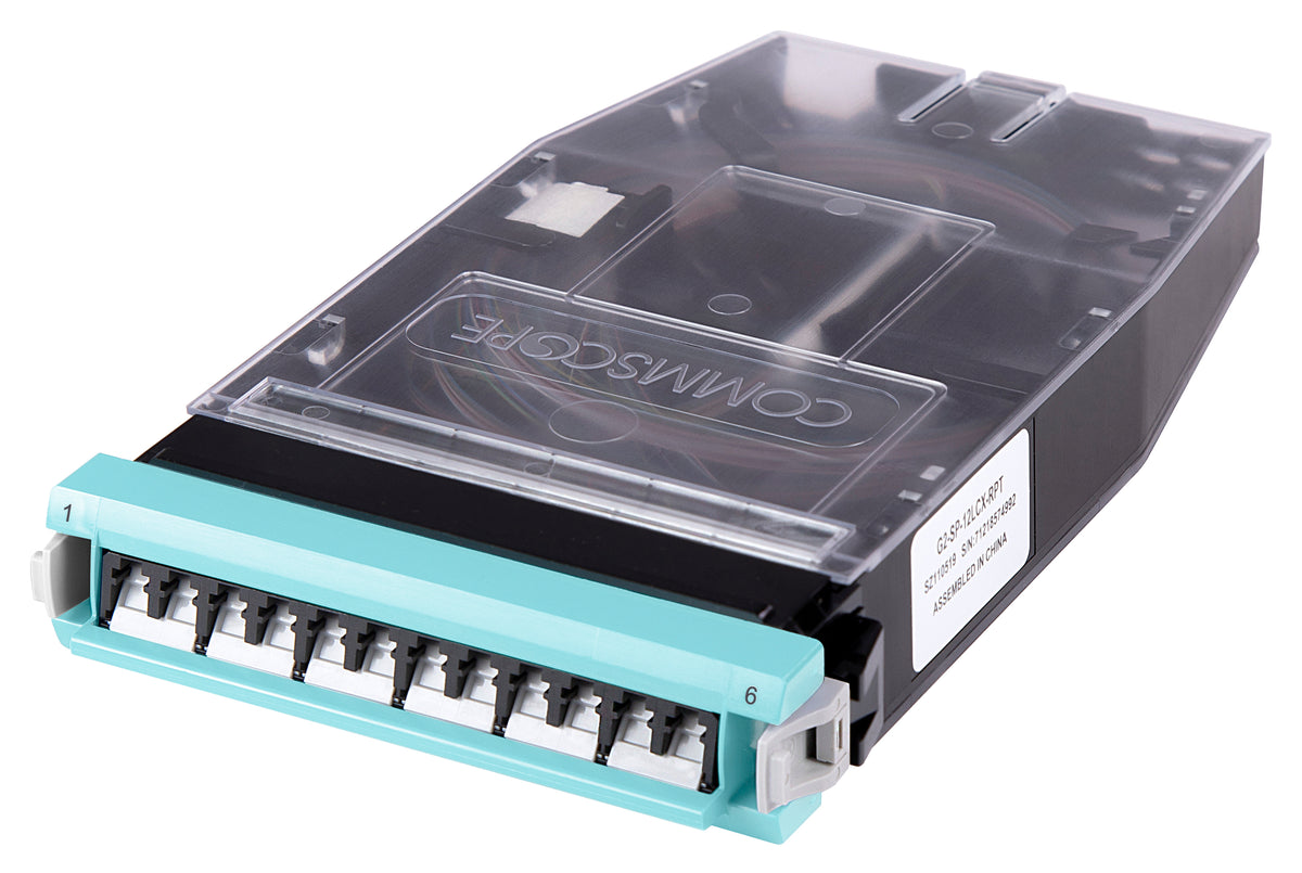 CommScope 760245400 | G2 Splice Cassette, 12LC with internal shutters, OM4, with ribbon pigtails