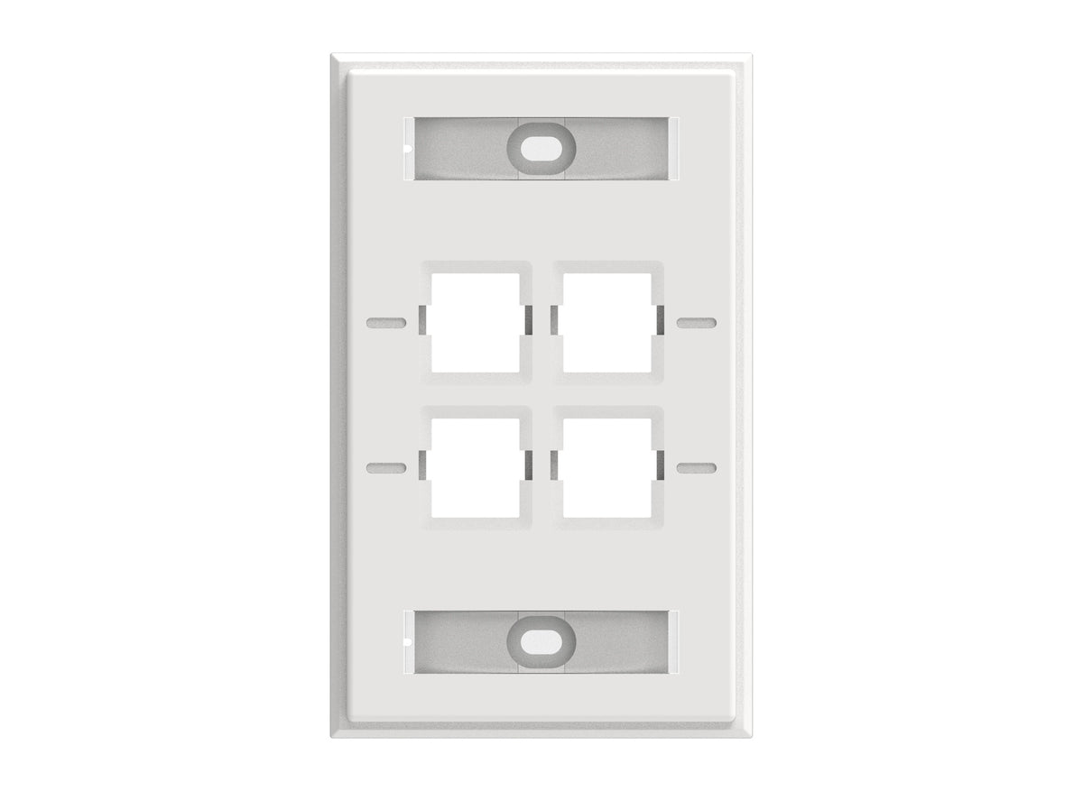 CommScope 760249146 | Faceplate Kit, Labelled, 1-gang, 4 port, pro white