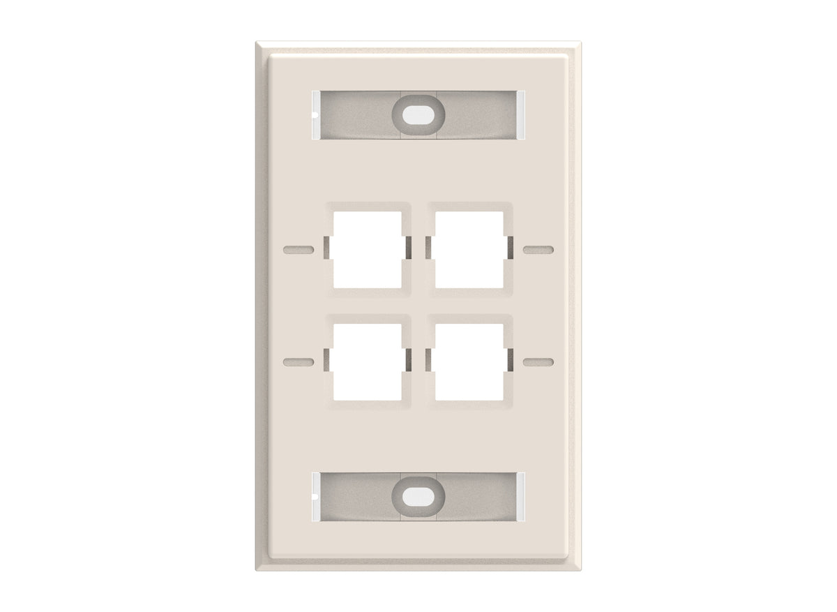 CommScope 760249154 | Faceplate Kit, Labelled, 1-gang, 4 port, light almond
