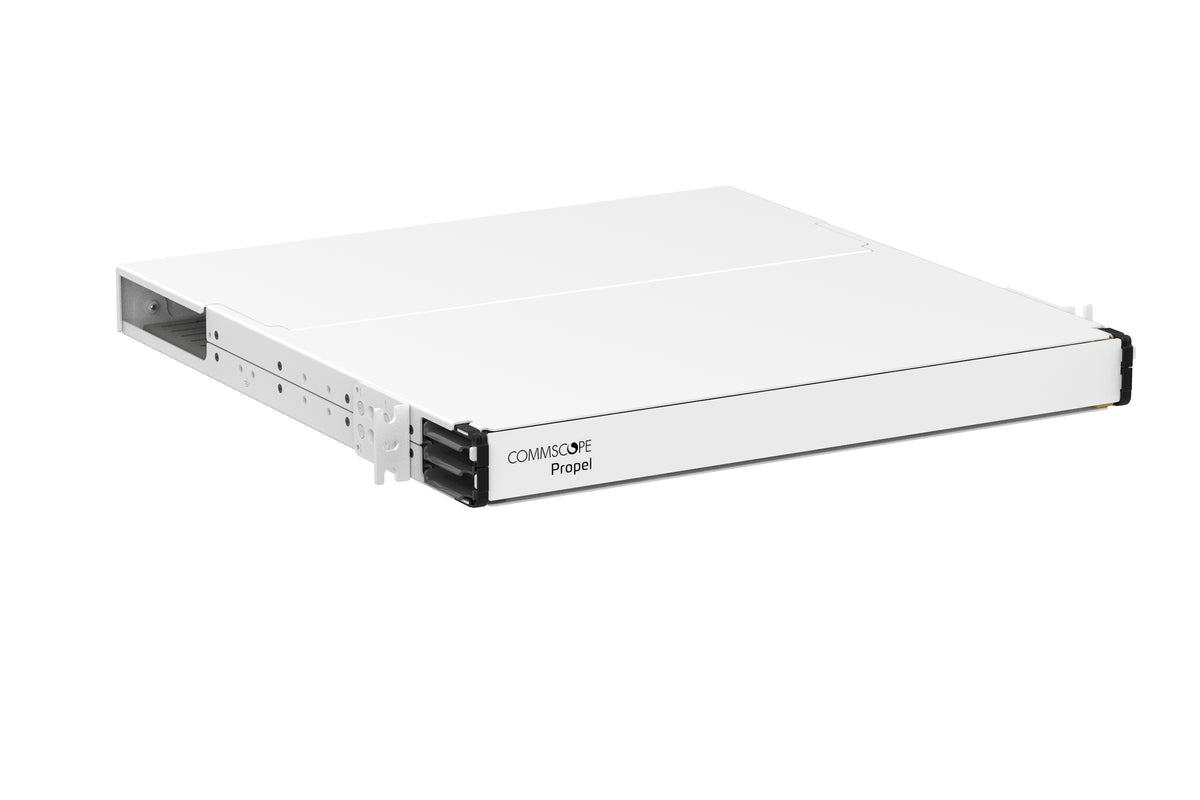 CommScope 760255953 | Propel 1RU sliding tray white fiber panel, accepts Propel ULL modules or adapter packs