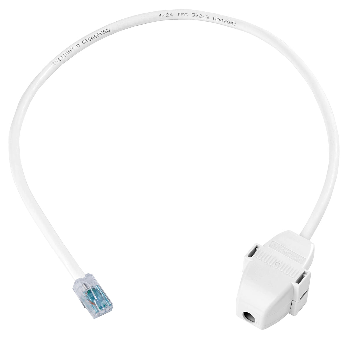 Commscope CO1SJO2-88N018 Cat6a, U/utp, 4 Pair, 24 Awg, Solid, Bare Copper, Plenum, Rj45 To Ceiling Connector, White, 18
