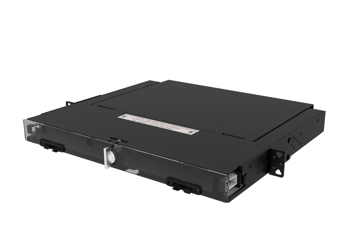 Commscope TFP-1TT00-000B | TFP Fiber Termination/Splice Panel, unloaded, termination only rack/cabinet mount panel, 1 RU, 19 in, black, T-handle latch close
