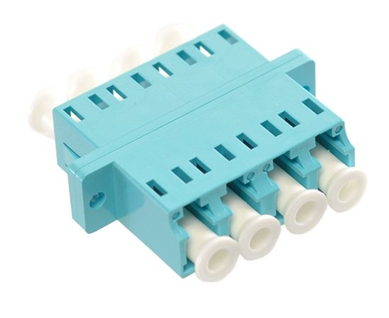Commscope 1-1695790-0 | Fiber Optic Adapter, LC/PC quad, OM3/OM4, flanged, aqua