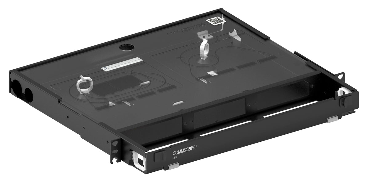 Commscope EPX-1U-PNLENCFX | EPX 1U fixed panel, accepts (3) LGX/PNL style splice cassettes, modules or panels, providing up to 36 duplex LC ports