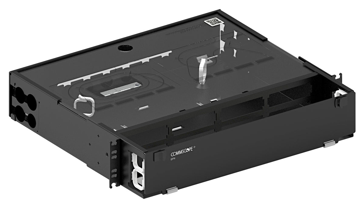 Commscope EPX-2U-MODENCFX | EPX 2U fixed panel, accepts (8) G2 style splice cassettes, modules or adapter packs, providing up to 96 duplex LC ports