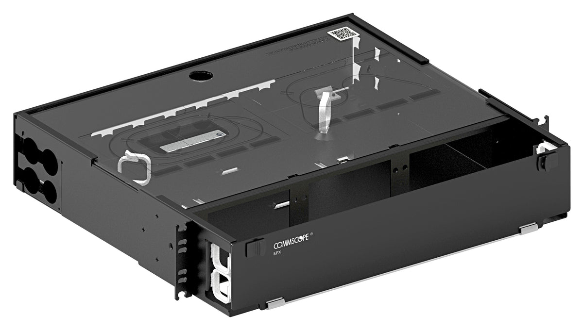 Commscope EPX-2U-PNLENCFX | EPX 2U fixed panel, accepts (6) LGX/PNL style splice cassettes, modules or panels, providing up to 72 duplex LC ports