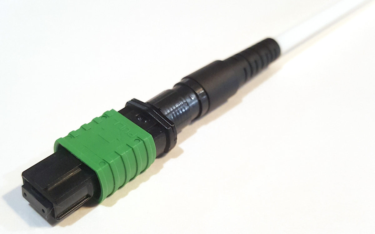 Commscope SFC12MP8SP30GR | Qwik-Fuse MPO Connector, UNPINNED, SM-APC, Green, for 3.0 mm round cable, single pack