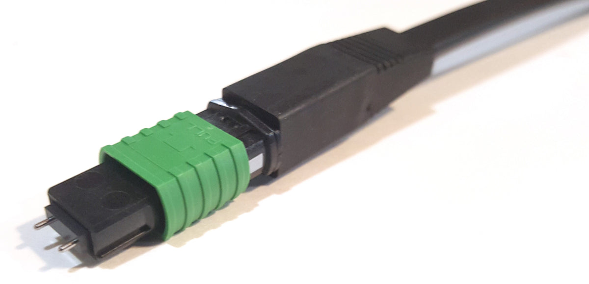 Commscope SFC12MX8SP30GR | Qwik-Fuse MPO Connector, PINNED, SM-APC, Green, for 3.0 mm round cable, single pack