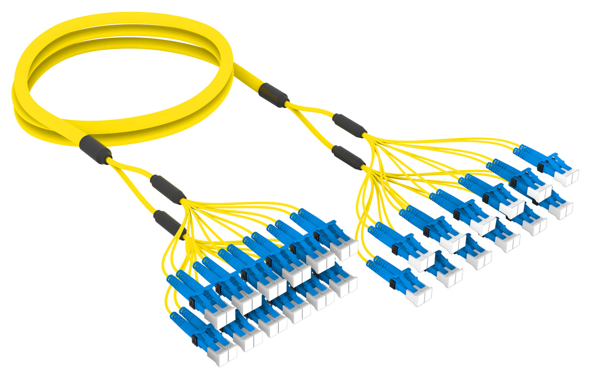 Commscope FLWLCLCAFJFF085 | 24 inch breakout (end A/end B), with gland, no pulling grip | Jacket Color - Yellow | Cord Length - 85 Ft
