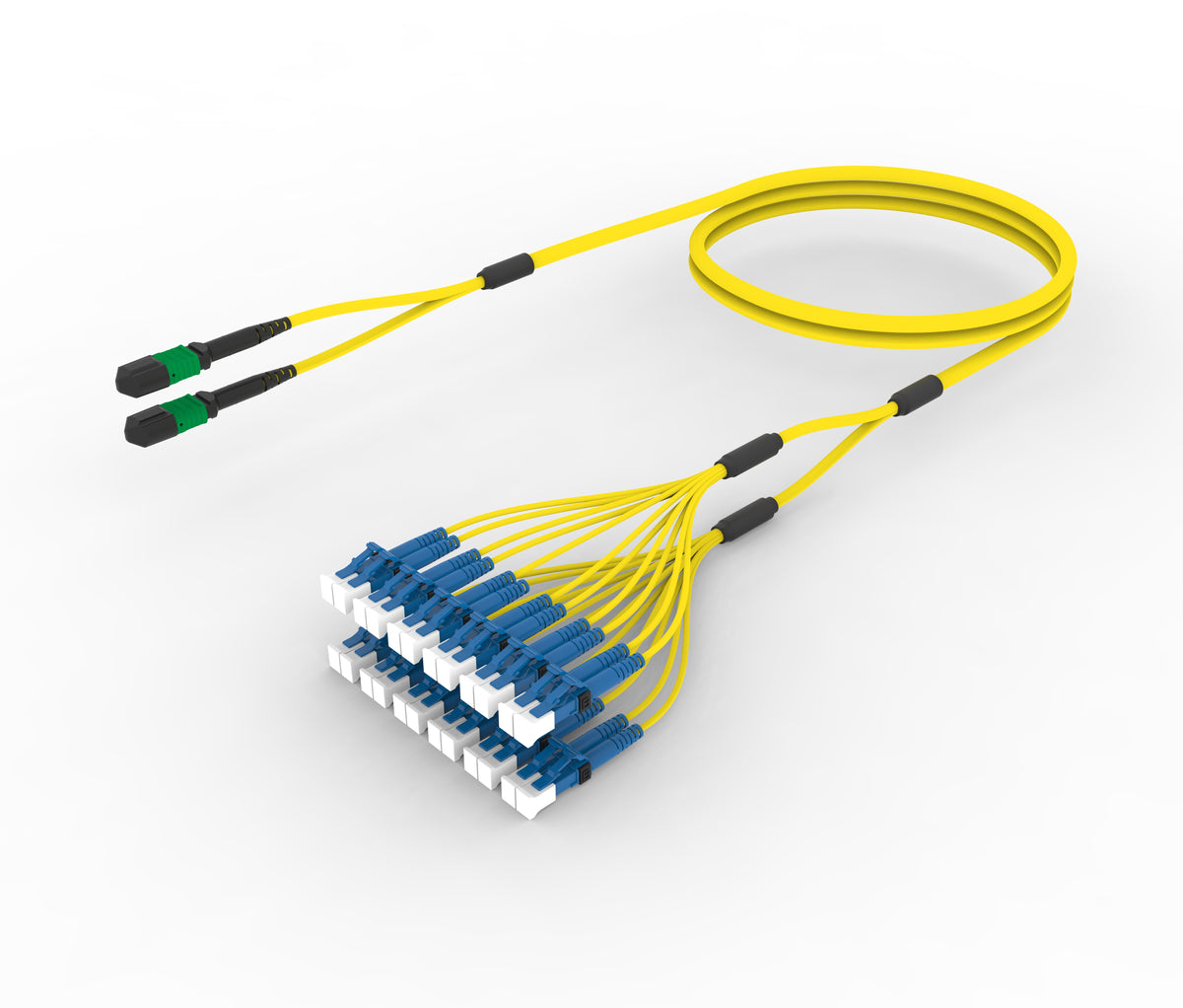 Commscope FNWMPLCAFJJF190 | 48 inch breakout (end A/end B), with gland, no pulling grip | Jacket Color - Yellow | Cord Length - 190 Ft