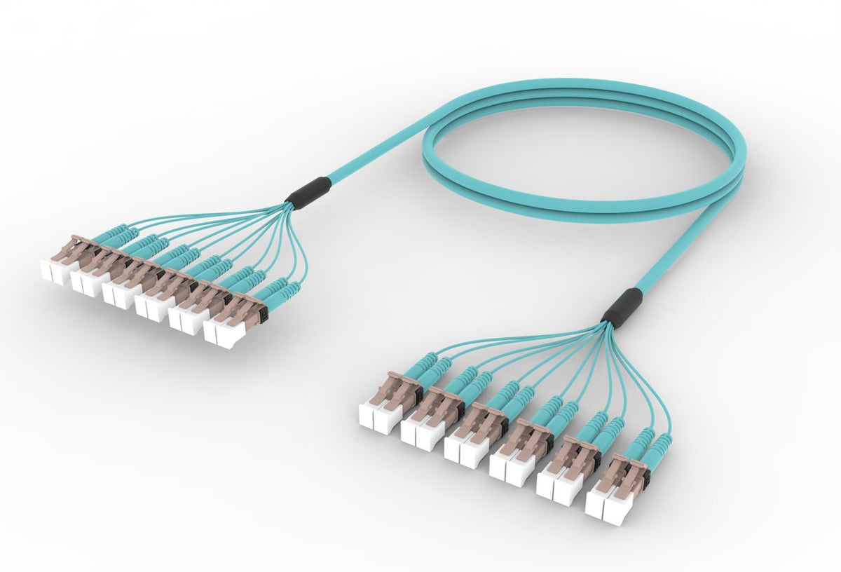 Commscope FNZLCLCADMFF250 | 24 inch breakout (end A/end B), with gland, no pulling grip | Jacket Color - Aqua | Cord Length - 250 Ft