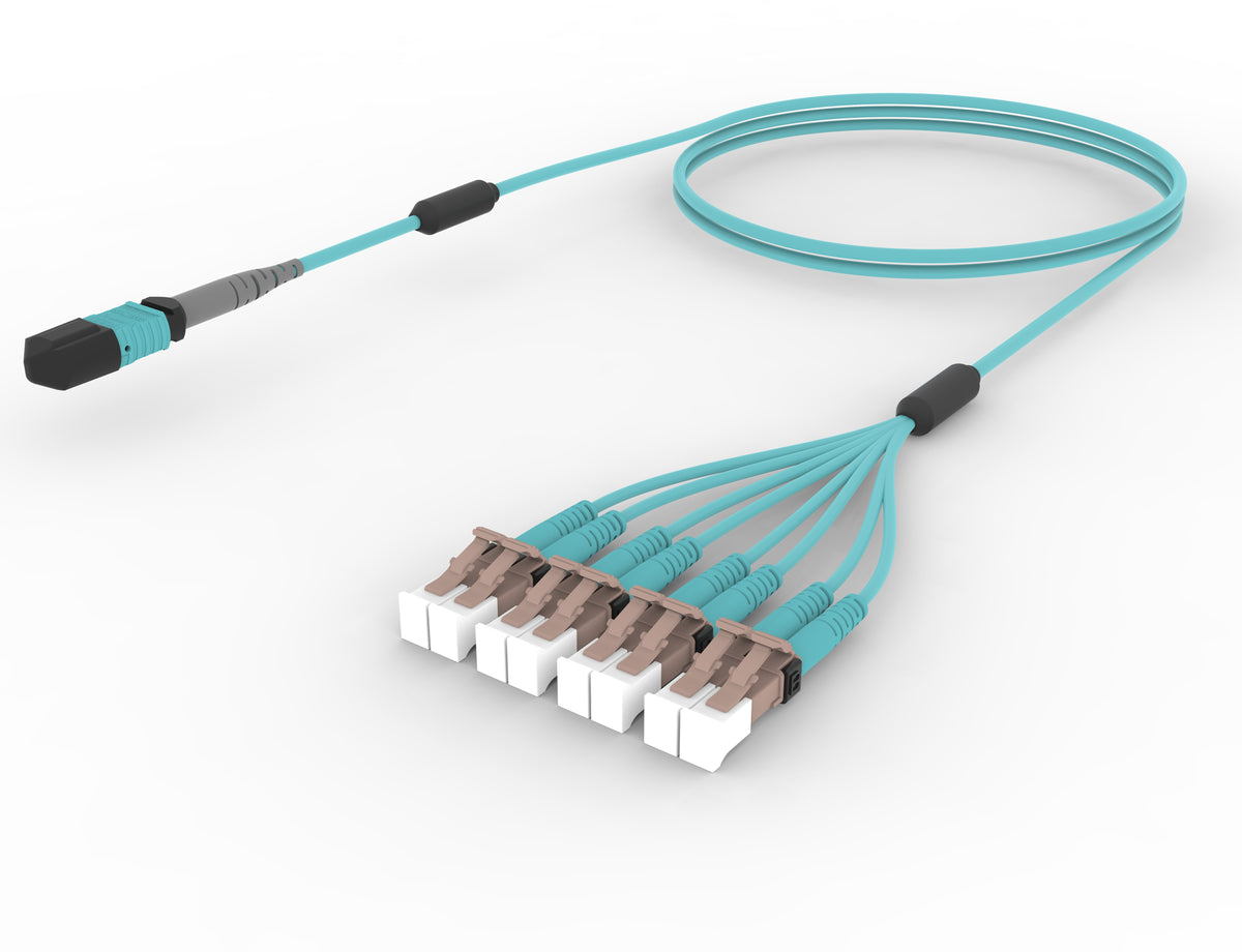 Commscope FQXQPLCG8-MDF07 | 12 inch breakout (end B), no gland, no pulling grip | Jacket Color - Aqua | Cord Length - 7 Ft