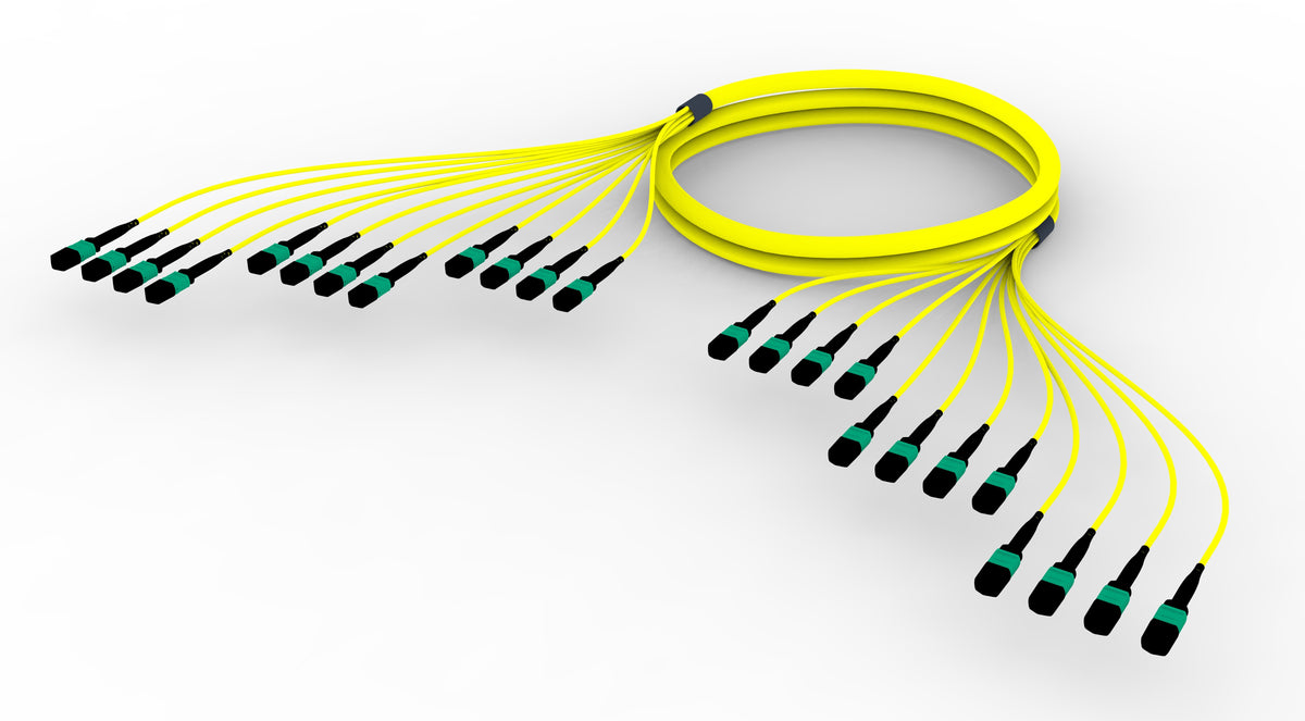 Commscope UGGMXMXAMJBF150 | 33 inch breakout (end A/end B), with gland, no pulling grip [standard option] | Jacket Color - Yellow | Cord Length - 150 Ft